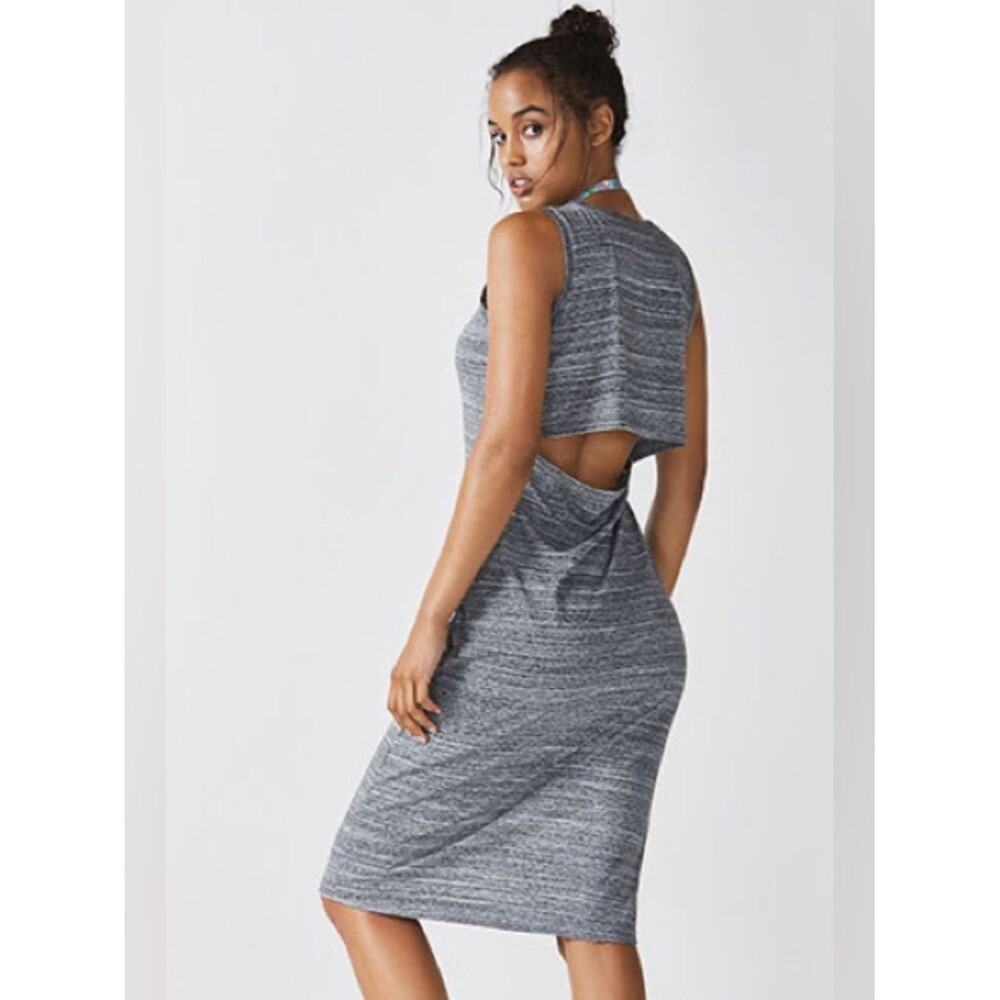 Fabletics Open Back Midi Dress Gray Space Dye Athleisure Large